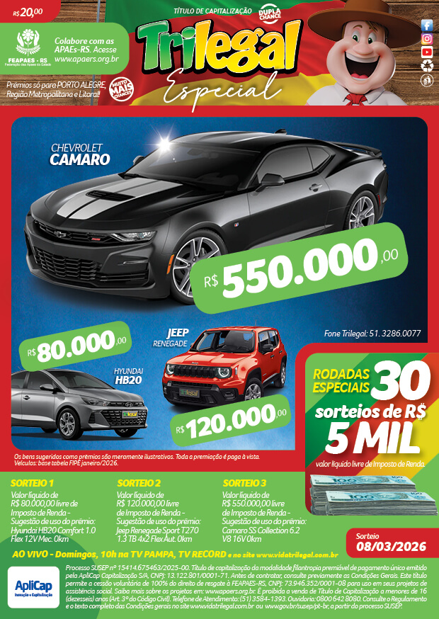 Prêmio do trilegal para domingo