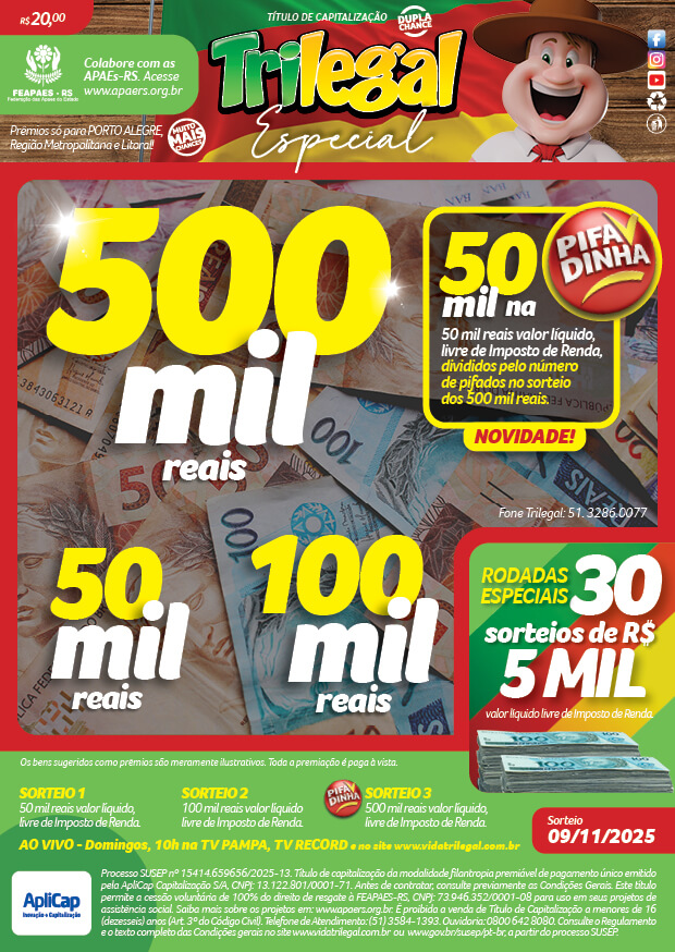 trilegal premiação para domingo Prêmio do trilegal dessa semana