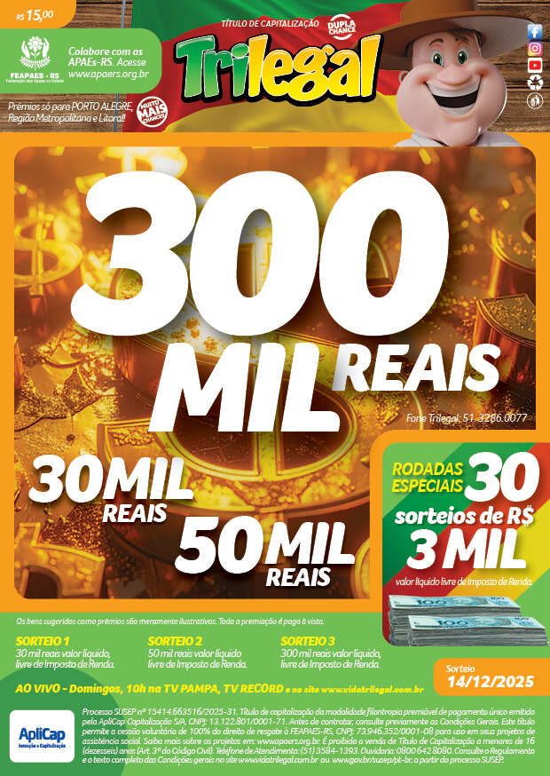 tri legal premiação Prêmio do trilegal dessa semana